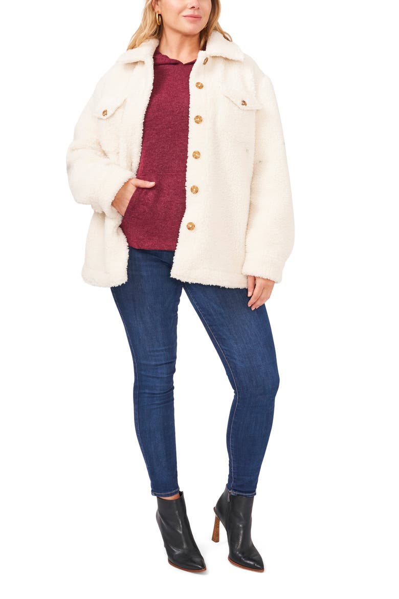 Faux Shearling Shirt Jacket, Alternate, color, VANILLA