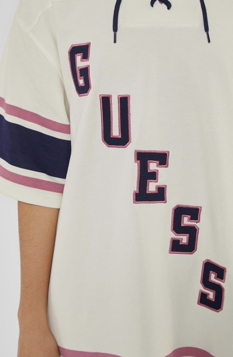 GUESS Go Hockey Jersey T-Shirt Dress, Alternate, color, Sandy Shore Multi