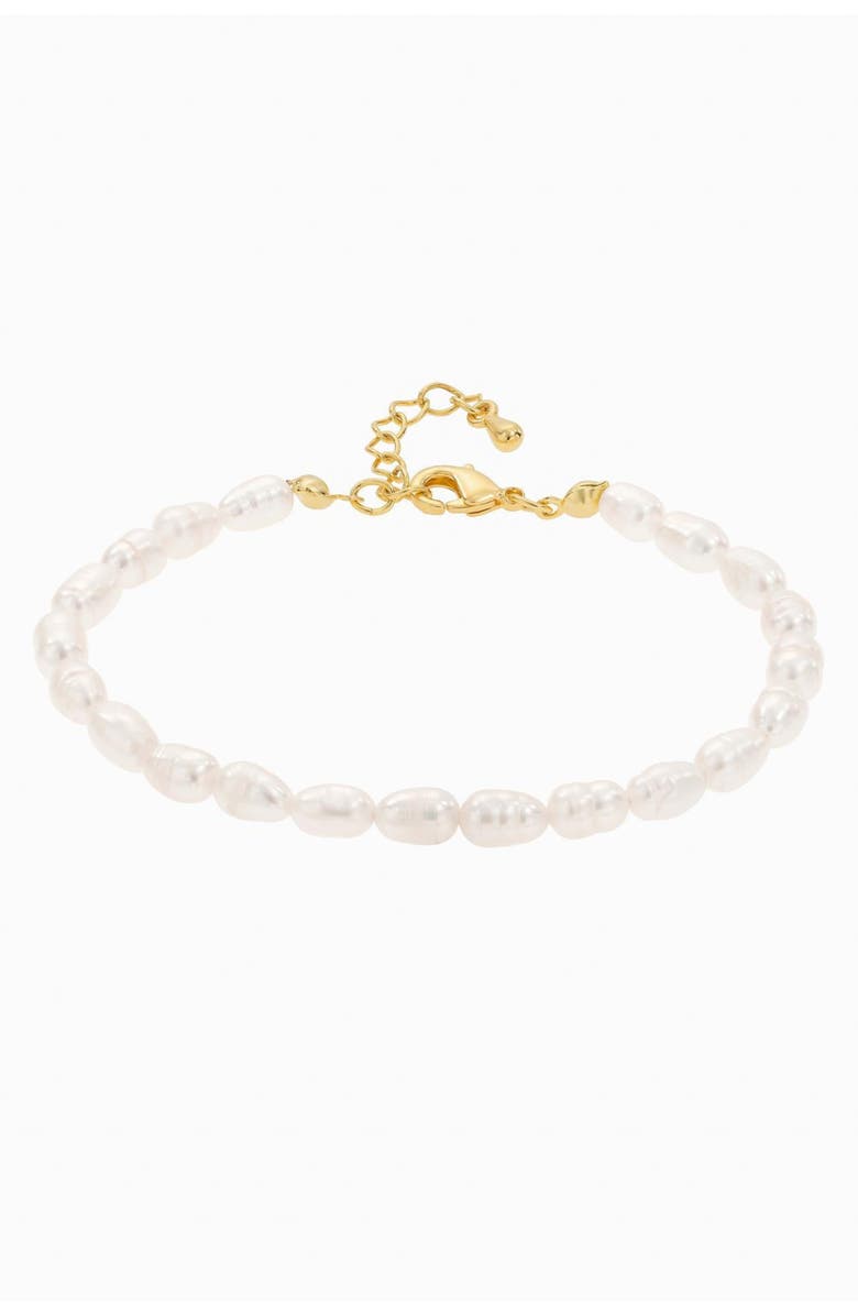 Bearfruit Jewelry 14k Gold Plated Memories Base Pearl Bracelet Dainty Minimalist Gift, Main, color, Gold