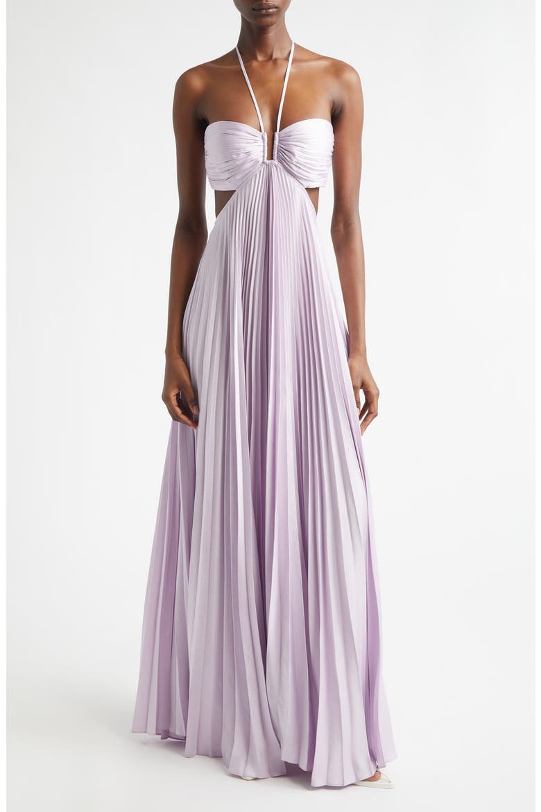 Moira Pleated Cutout Maxi Dress, Main, color, LILAC