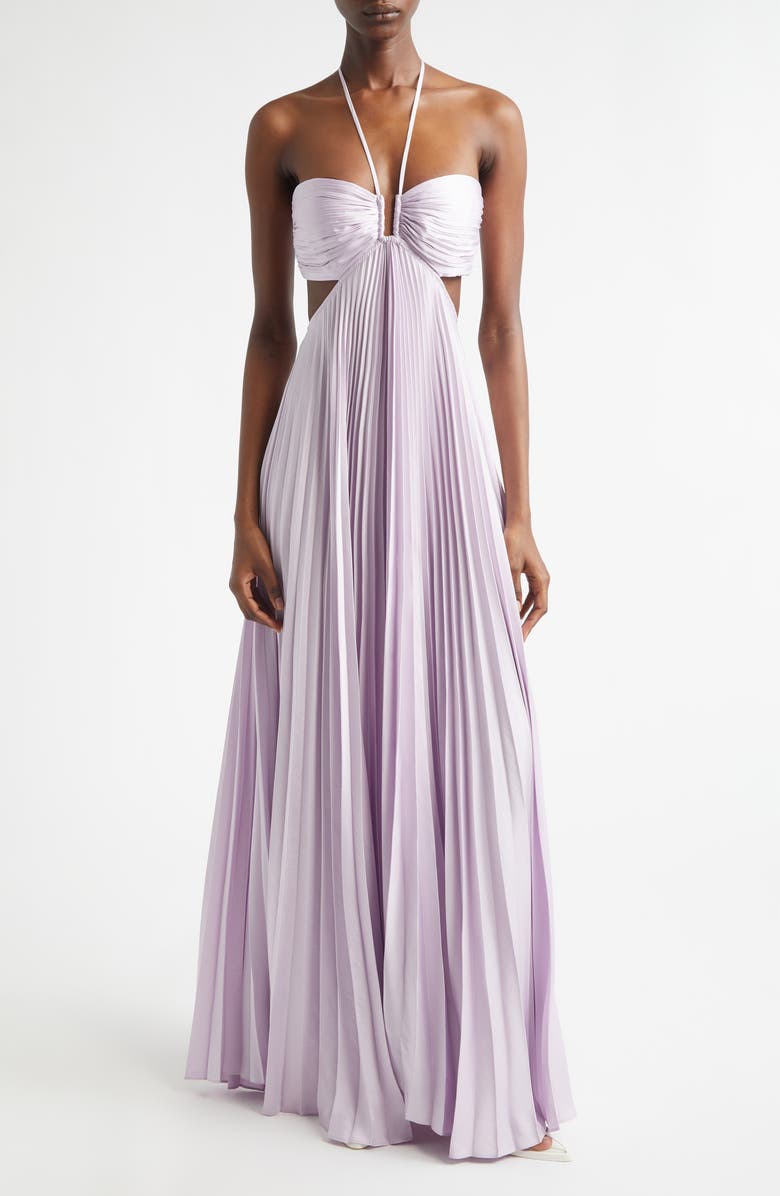 A.L.C. Moira Pleated Cutout Maxi Dress, Main, color, Lilac