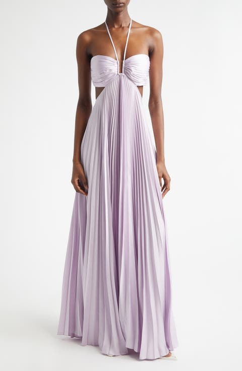Moira Pleated Cutout Maxi Dress