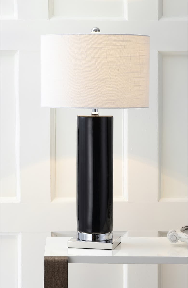 JONATHAN Y Dallas 31.5" Ceramic LED Table Lamp, Alternate, color, Black/Chrome