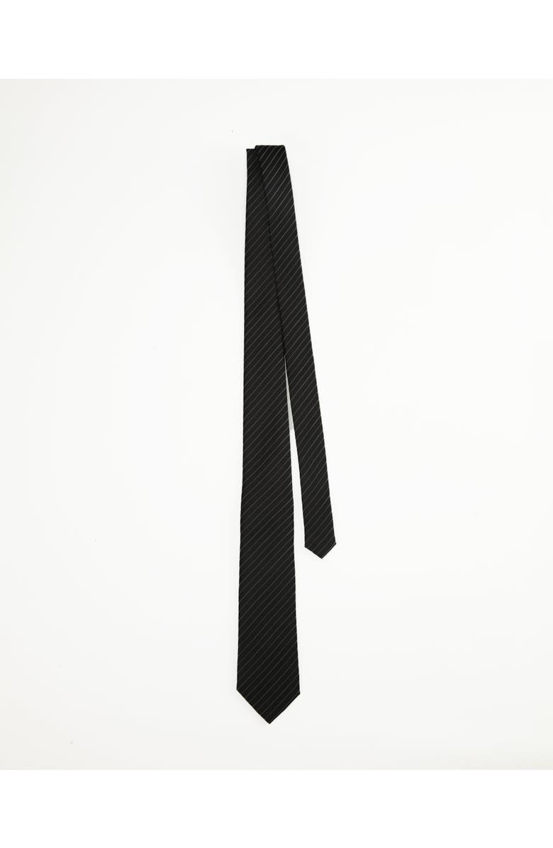 Knottery & Co Pinstriped Silk Jacquard Tie, Alternate, color, Jet Black