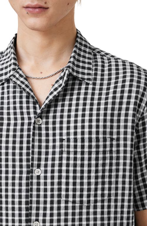 Shop Allsaints Tawney Check Short Sleeve Button-up Shirt In Black