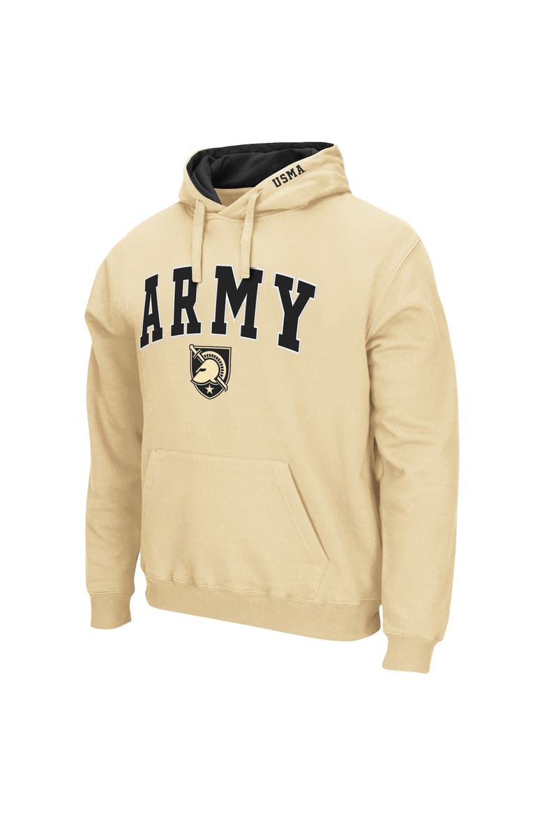 Men's Colosseum Vegas Gold Army Black Knights Arch & Logo 3.0 Pullover Hoodie, Alternate, color, Vegas Gold