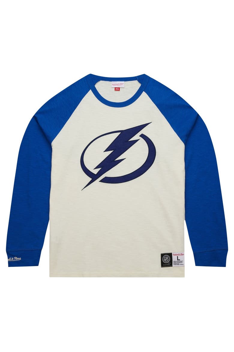 Men's Mitchell & Ness Cream Tampa Bay Lightning Legendary Slub Vintage Raglan Long Sleeve T-Shirt, Alternate, color, Cream