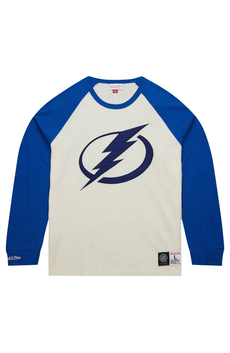 Mitchell 
Ness Men
s Mitchell 
Ness Cream Tampa Bay Lightning Legendary Slub Vintage Raglan Long Sleeve T-Shirt, Alternate, color, Cream
