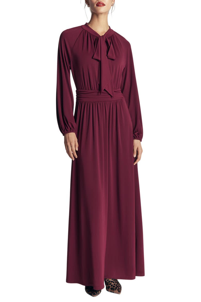 Pussy Bow Jersey Maxi Dress, Main, color, DEEP WISTERIA