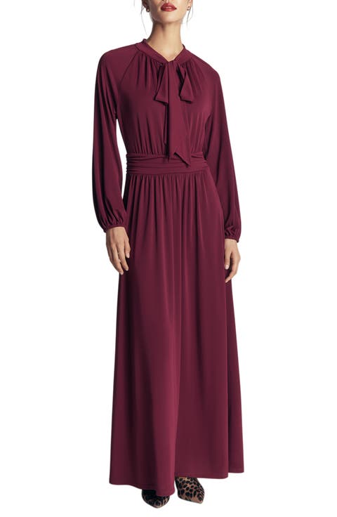 Pussy Bow Jersey Maxi Dress