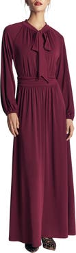 Boden Pussy Bow Jersey Maxi Dress