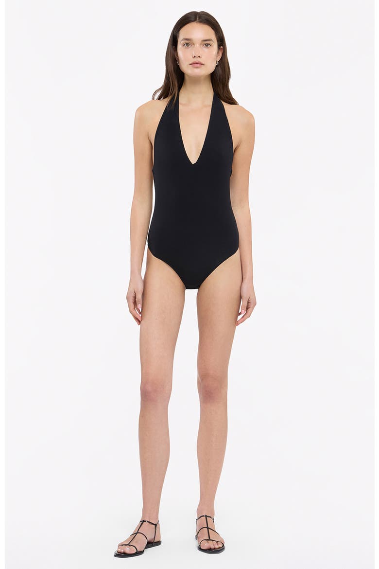 Halter Bodysuit, Alternate, color, BLACK