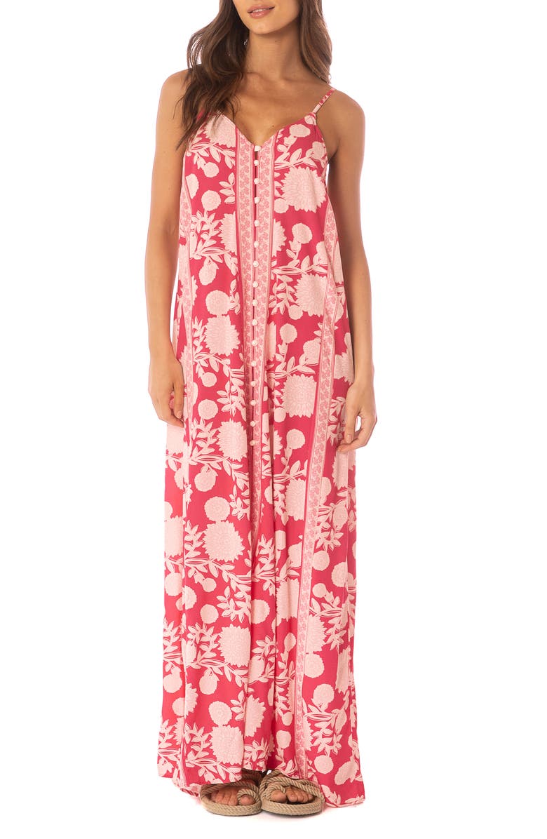 Maaji Candy Flowery Oasis Cover-Up Dress, Alternate, color, Bright Red