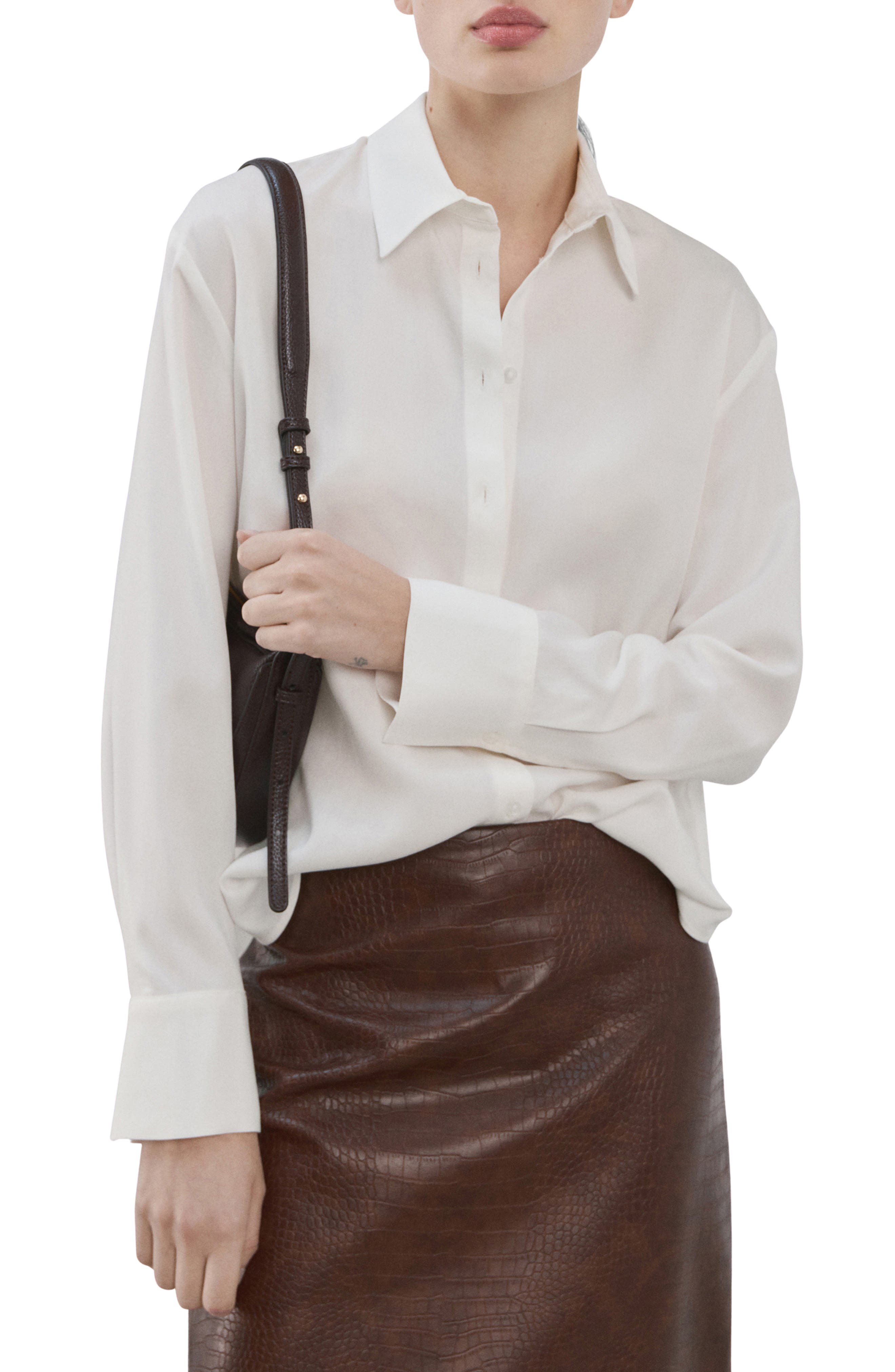 Mango Straight Button-up Shirt In White