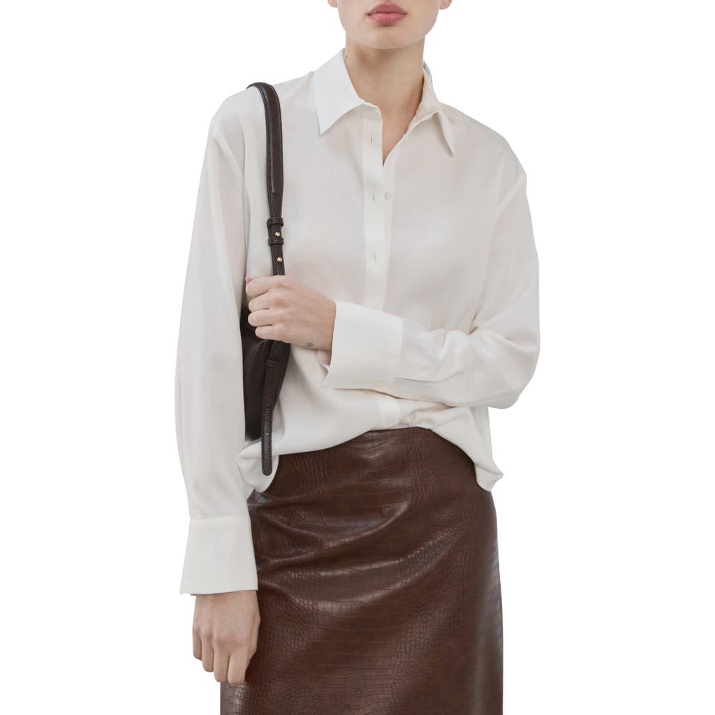 Mango Straight Button-up Shirt In White