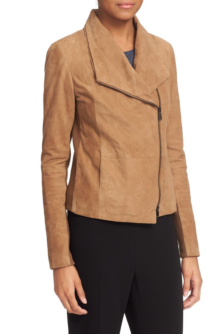Suede Scuba Jacket, Alternate, color, TAUPE