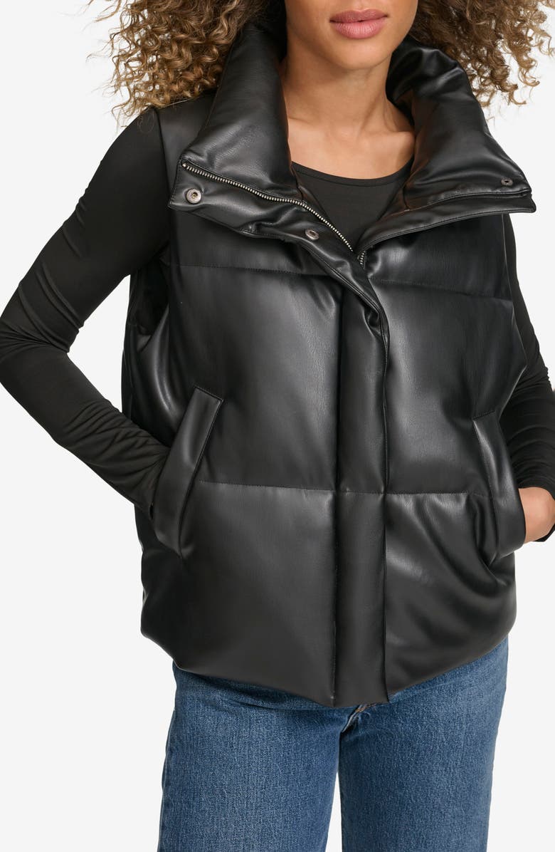 Levi's<sup>®</sup> Faux Leather Puffer Vest, Main, color, Black