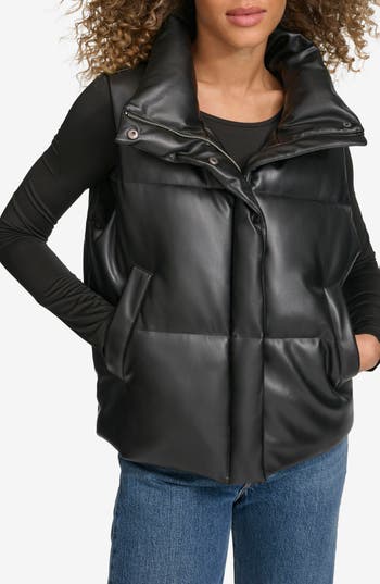 Levi's® Faux Leather Puffer Vest In Black