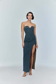 Jendue US Monte Strapless Denim Midi Dress