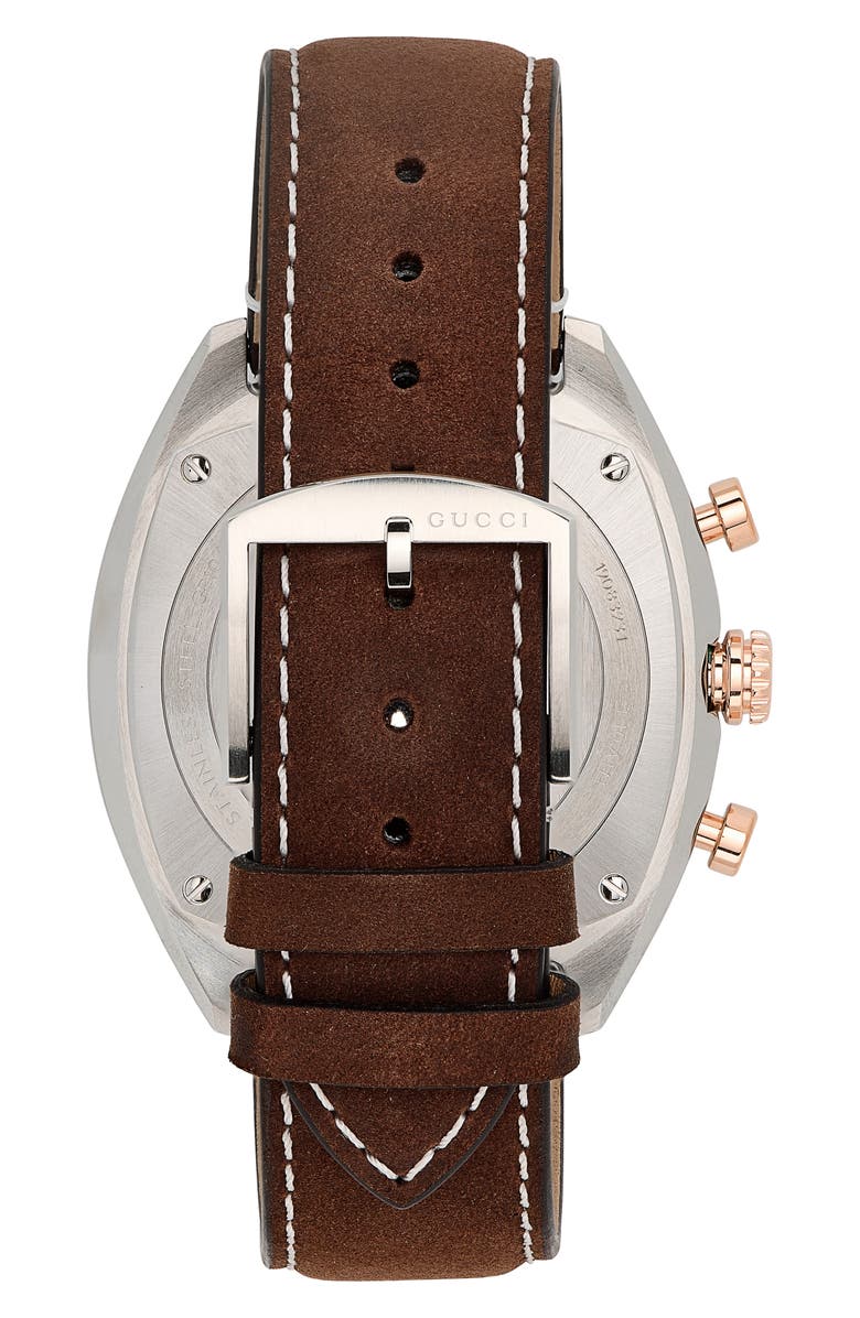 Gucci Interlocking Chronograph Leather Strap Watch, Alternate, color, 
