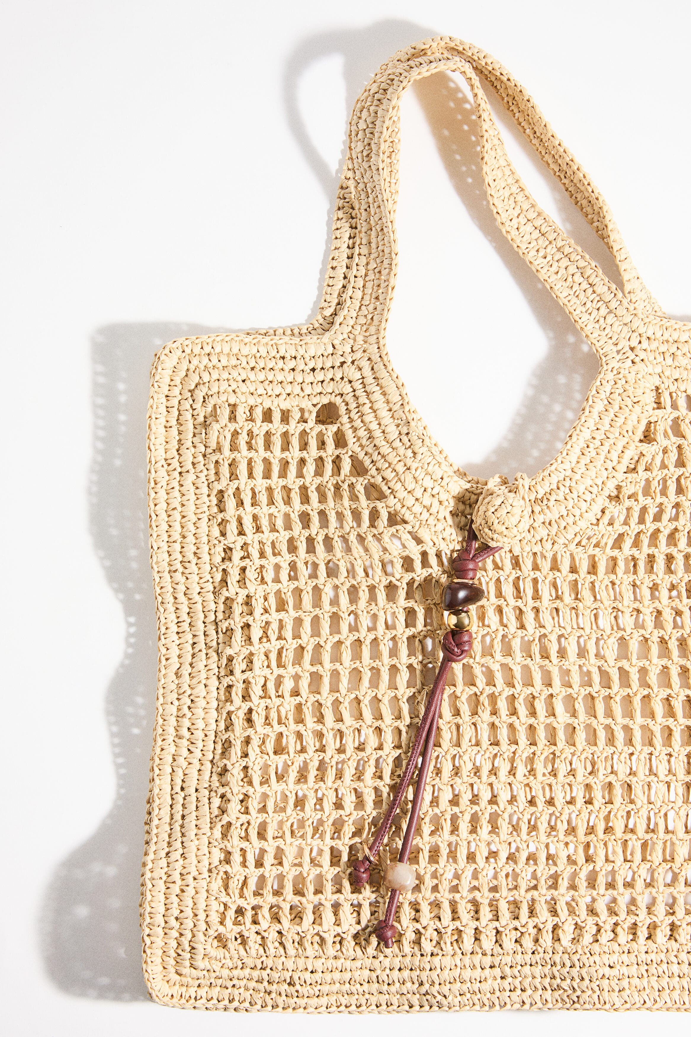 H&M Straw Tote Bag, Alternate, color, Beige