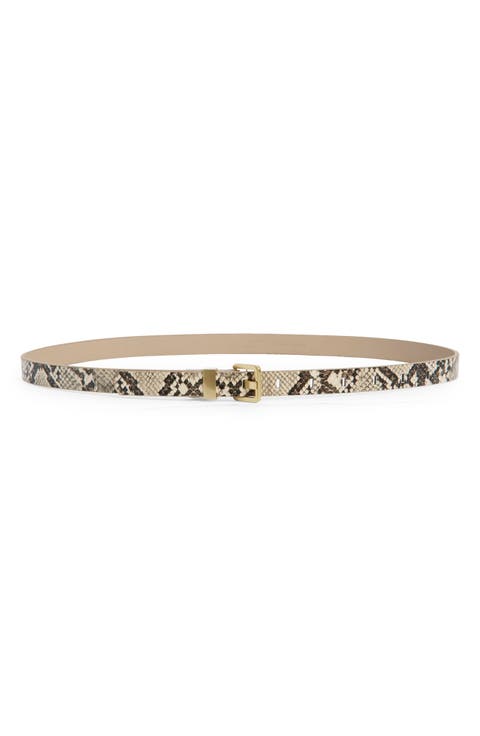 Snakeskin Print Faux Leather Belt