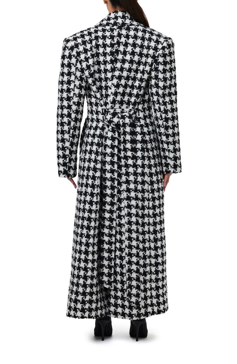 Naked Wardrobe Long Houndstooth Trench Coat, Alternate, color, Houndstooth Black/ White