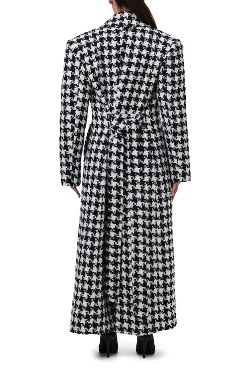 Naked Wardrobe Long Houndstooth Trench Coat In Black