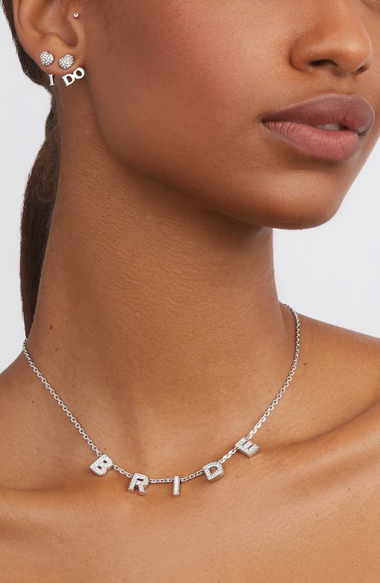 Kleinfeld 'I Do' Crystal Heart Drop Earrings, Alternate, color,