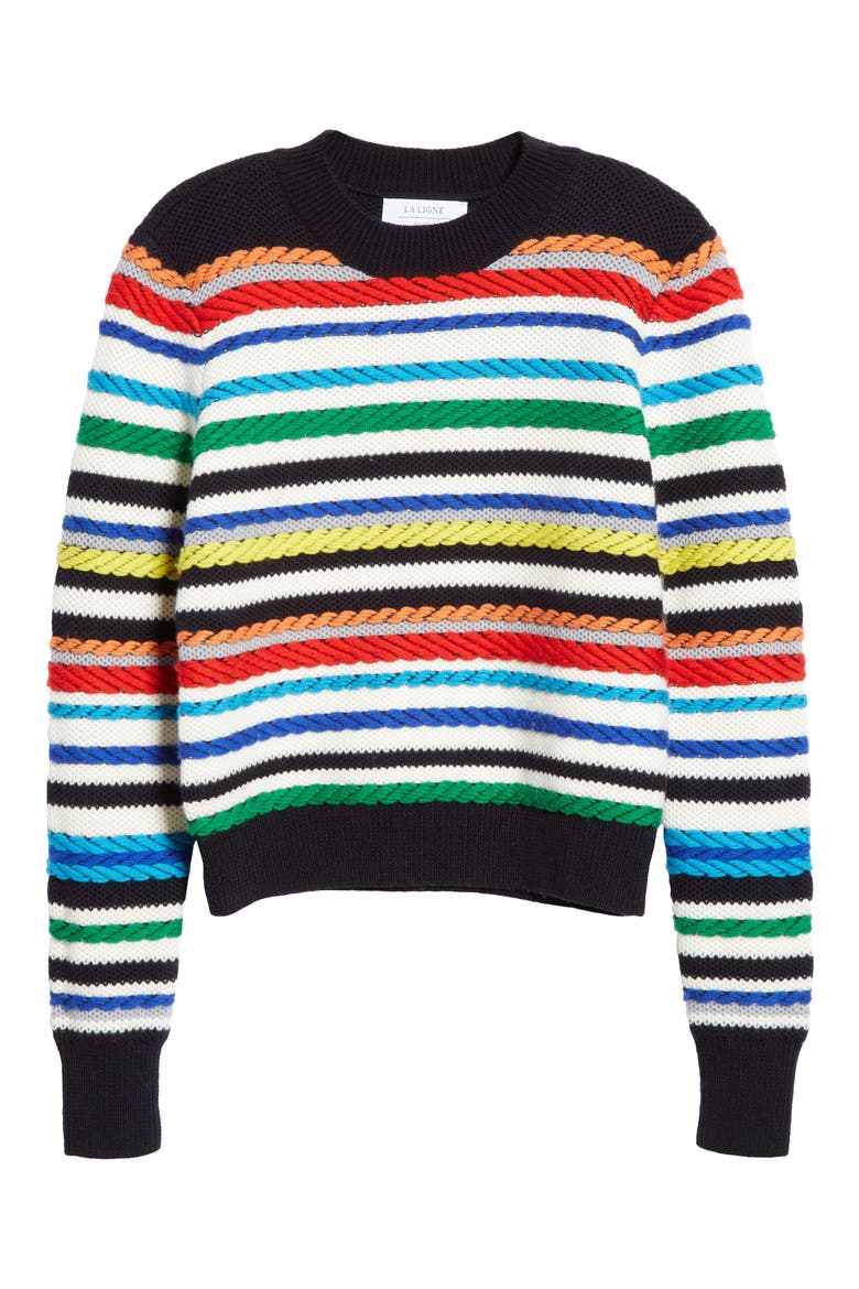 Fair Isle Mix Stitch Merino Wool Sweater, Alternate, color, CREAM/ MULTI