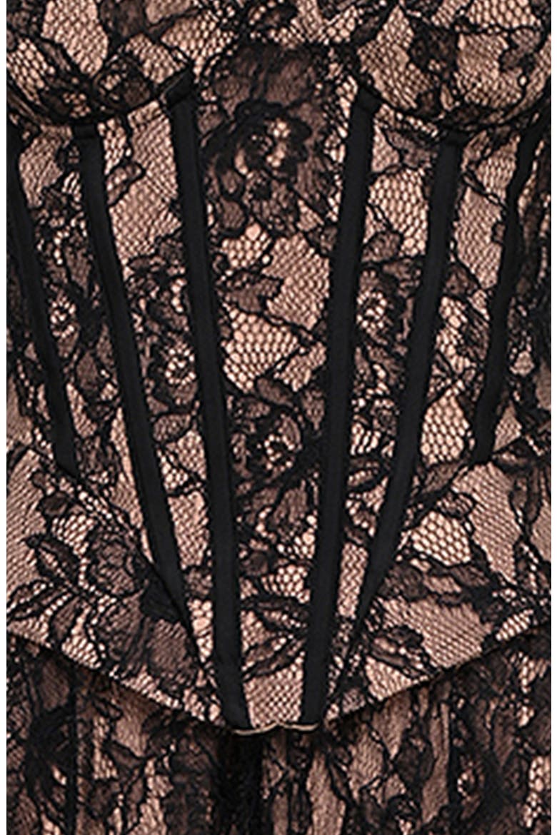 raquel black lace corset midi dress Clothing: Midi Dresses: 'Raquel' Black Lace Corset Midi Dress