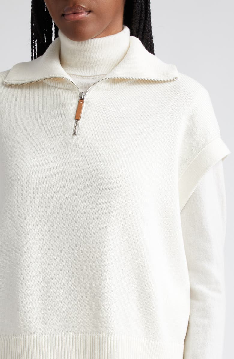 Lafayette 148 New York Cotton & Silk Half Zip Sweater, Alternate, color, 