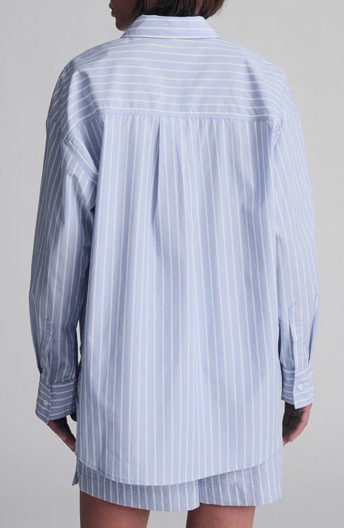 Mavi Jeans Stripe Oversize Cotton Button-up Shirt In Blue