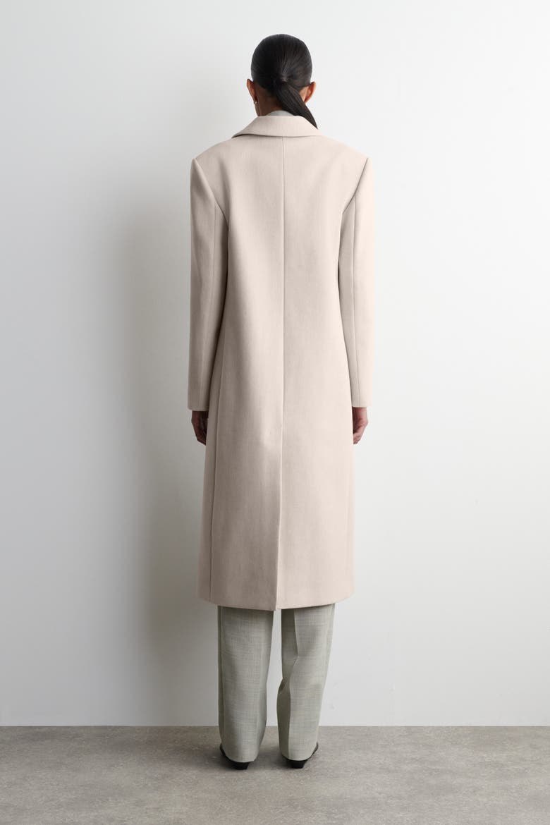 Tailored Wool-Twill Long Coat, Alternate, color, LIGHT BEIGE