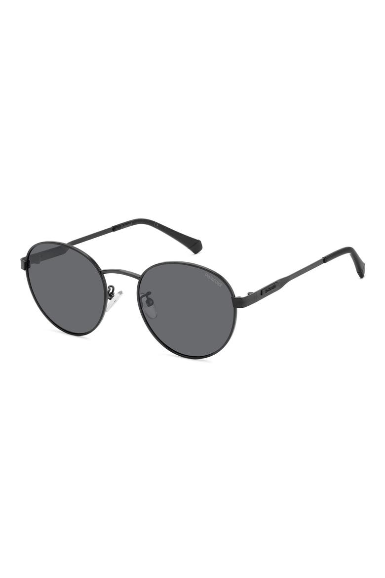 52mm Polarized Round Sunglasses, Alternate, color, MATTE BLACK/ GRAY POLAR