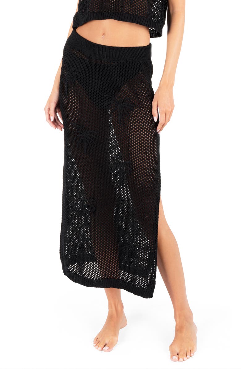 Hurley Embroidered Open Knit Midi Skirt, Alternate, color, 