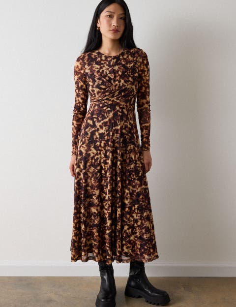 Abstract Mesh Midi Dress