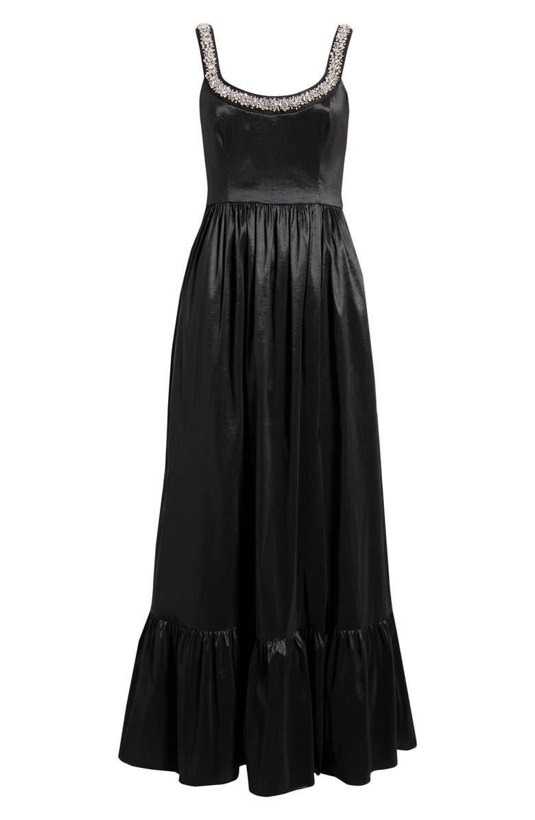 Hutch Ericha Crystal Embellished Satin Gown, Alternate, color, Black