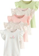 NEXT Assorted 5-Pack Rib Stretch Cotton Graphic T-Shirts