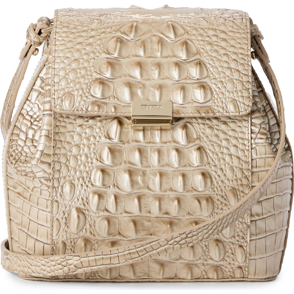 Brahmin Margo Croc Embossed Leather Crossbody Bag In Wind Chime