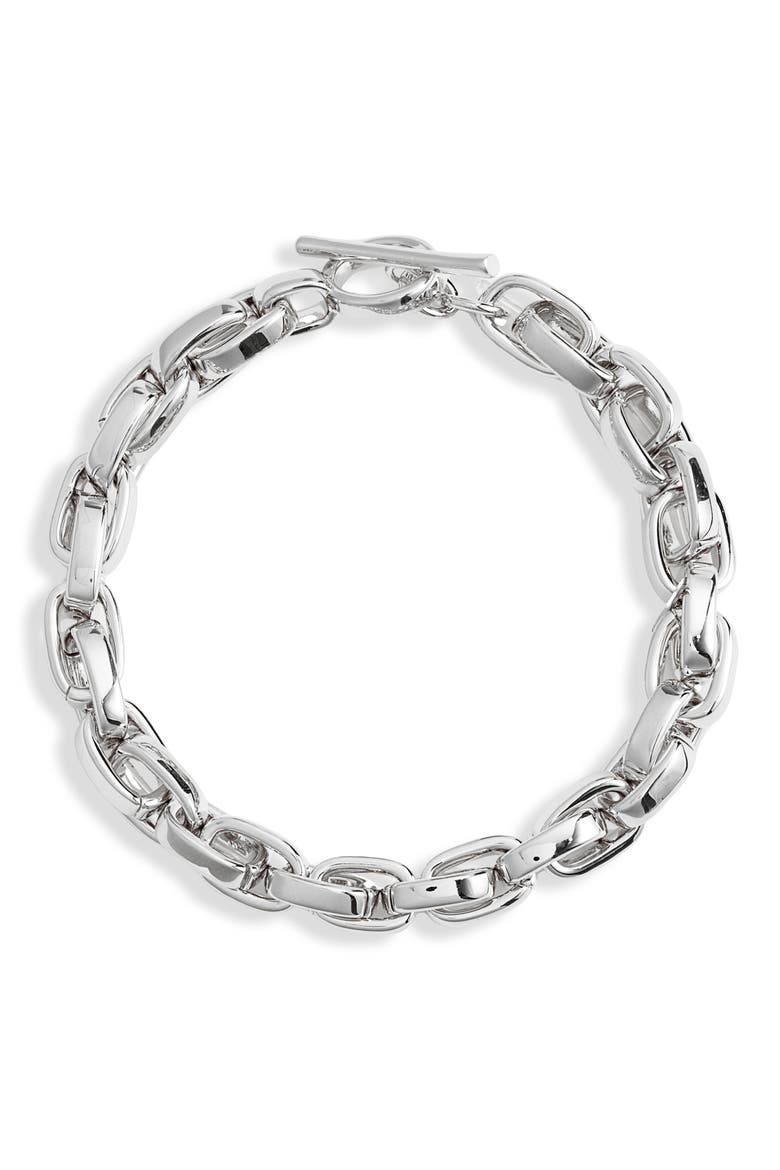 Demi Fine Chain Toggle Bracelet, Main, color, STERLING SILVER PLATED