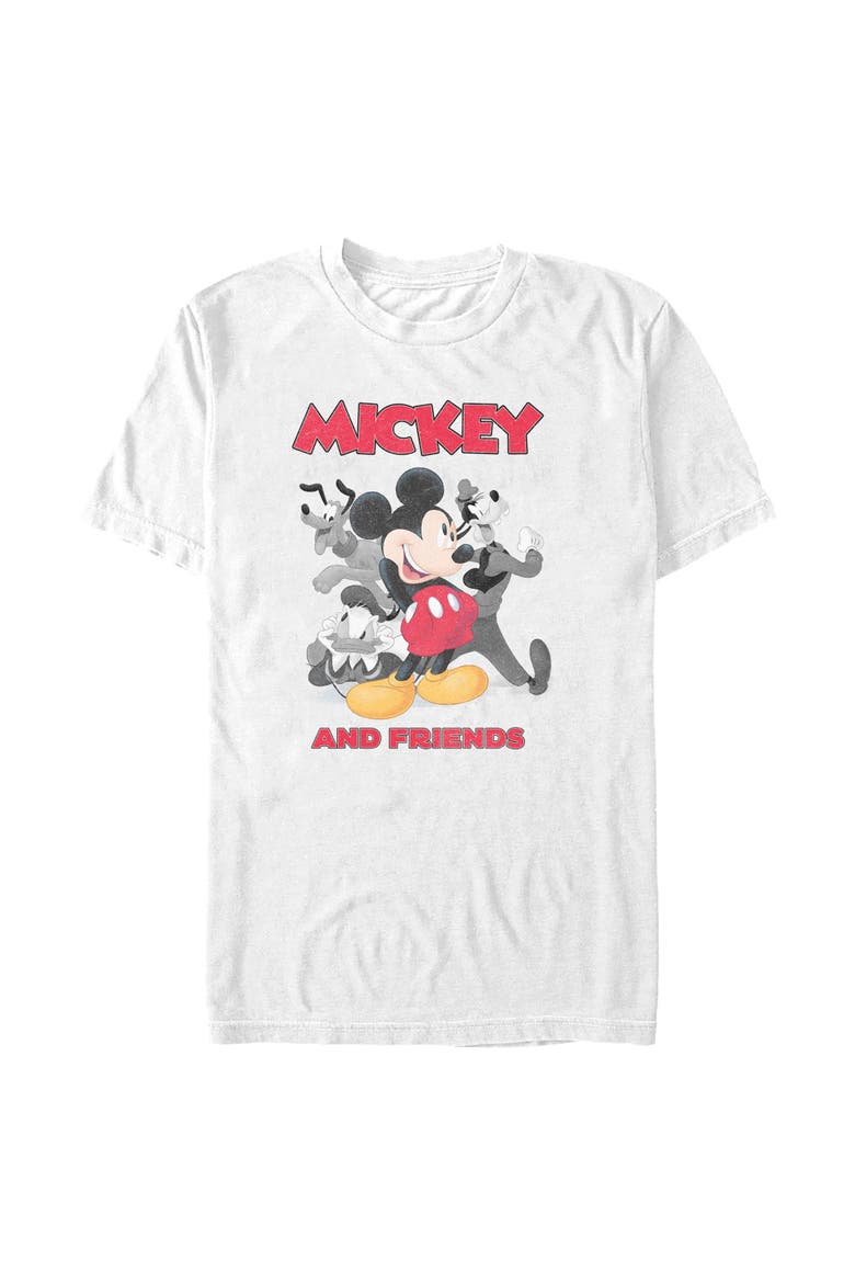 Men's Mickey & Friends Distressed Friends Poster  Graphic T-Shirt, Alternate, color, White