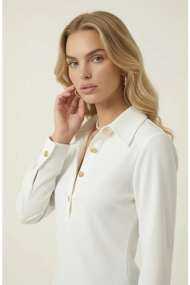 Collared Button Front Blouse with Asymmetrical Hem, Alternate, color, Ivory