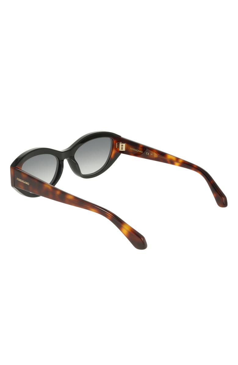 FERRAGAMO 55mm Oval Sunglasses, Alternate, color, Black/ Tortoise
