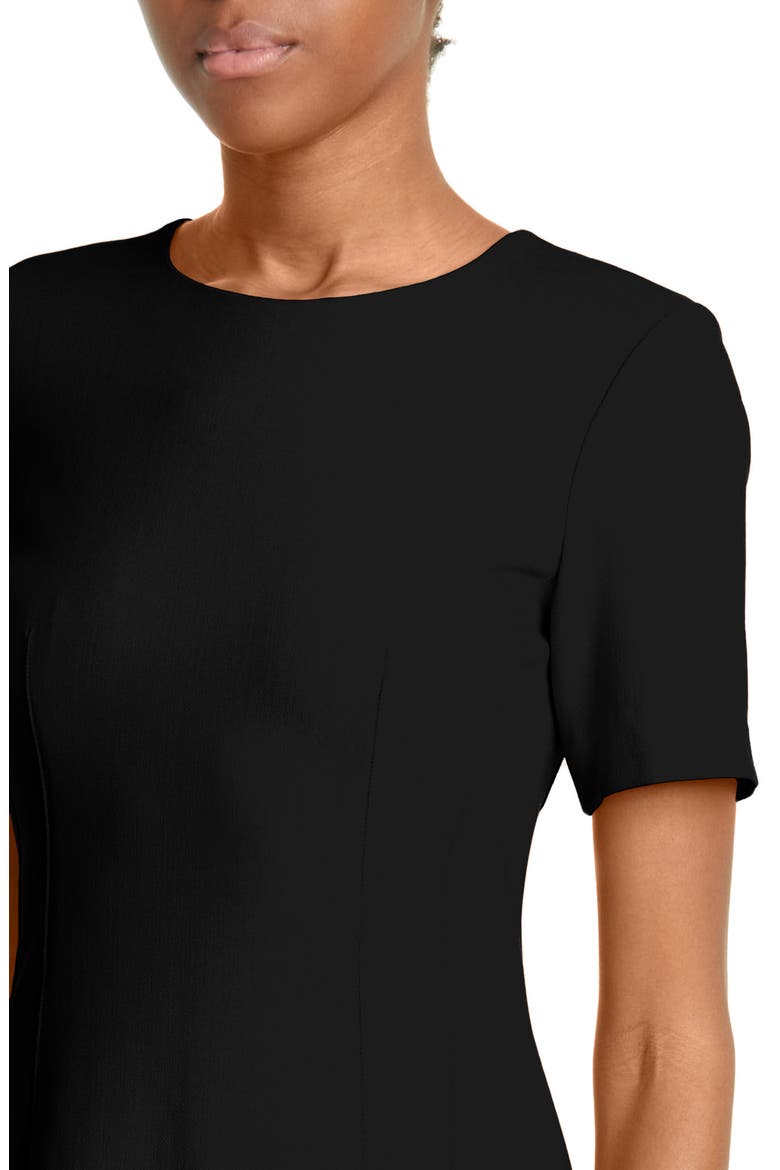 Short Sleeve Crepe Sheath Dress, Alternate, color, BLACK