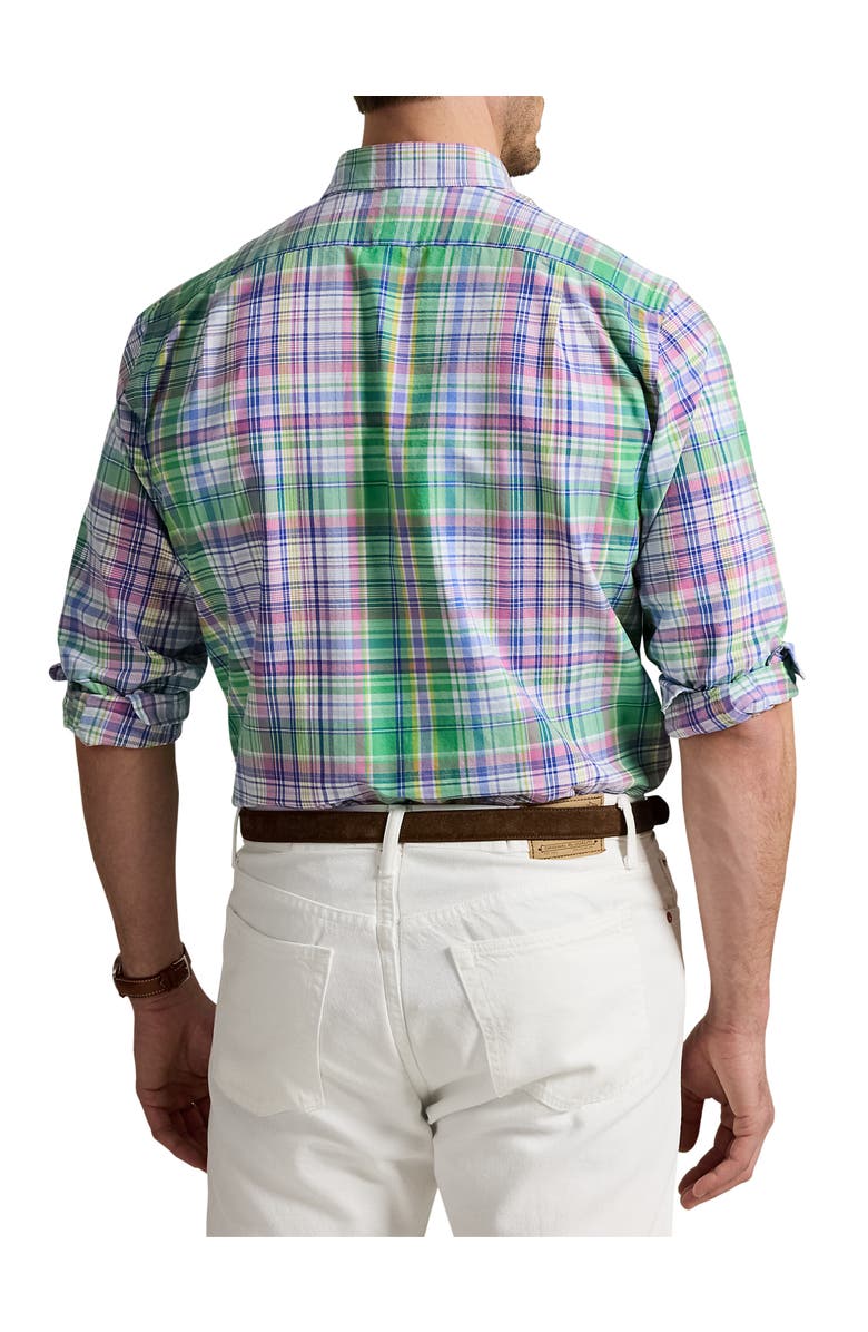 Polo Ralph Lauren Big & Tall Plaid Oxford Sport Shirt, Alternate, color, Green Pink