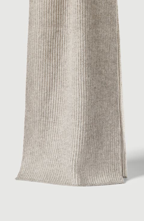 Cashmere English rib vanisé knit scarf