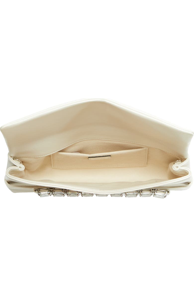 Jimmy Choo Kya Crystal Embellished Leather Clutch, Alternate, color, Latte/ Crystal