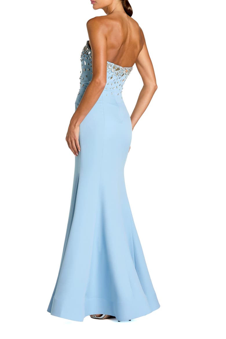 Strapless Embellished Crepe Mermaid Gown, Alternate, color, Powder Blue