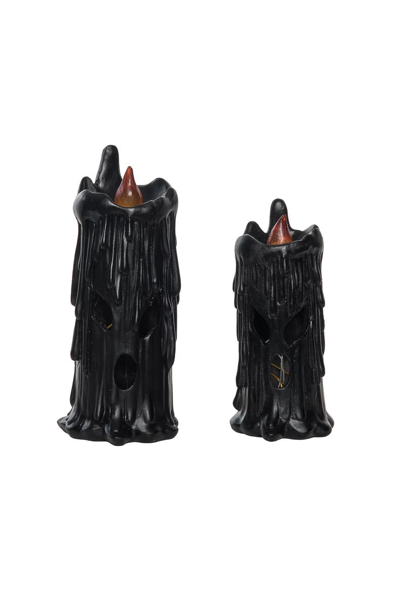 Transpac Black Halloween Creepy Candle Set of 2 Decorative Accent, Alternate, color, Black